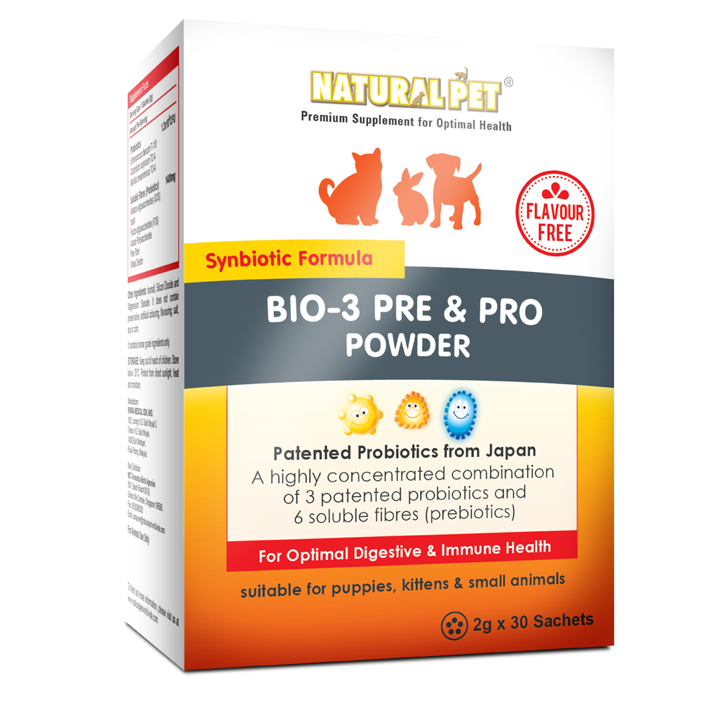 NATURAL PET BIO3 PRE & PRO POWDER (FLAVOUR FREE) 2G SACHET 10'S