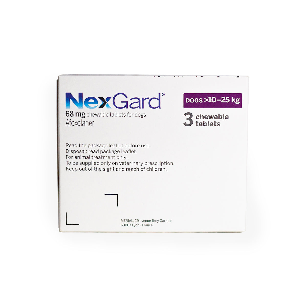 NEXGARD FLEA & TICK CHEWABLE TABLETS FOR DOG (PURPLE) (10-25KG) 3'S