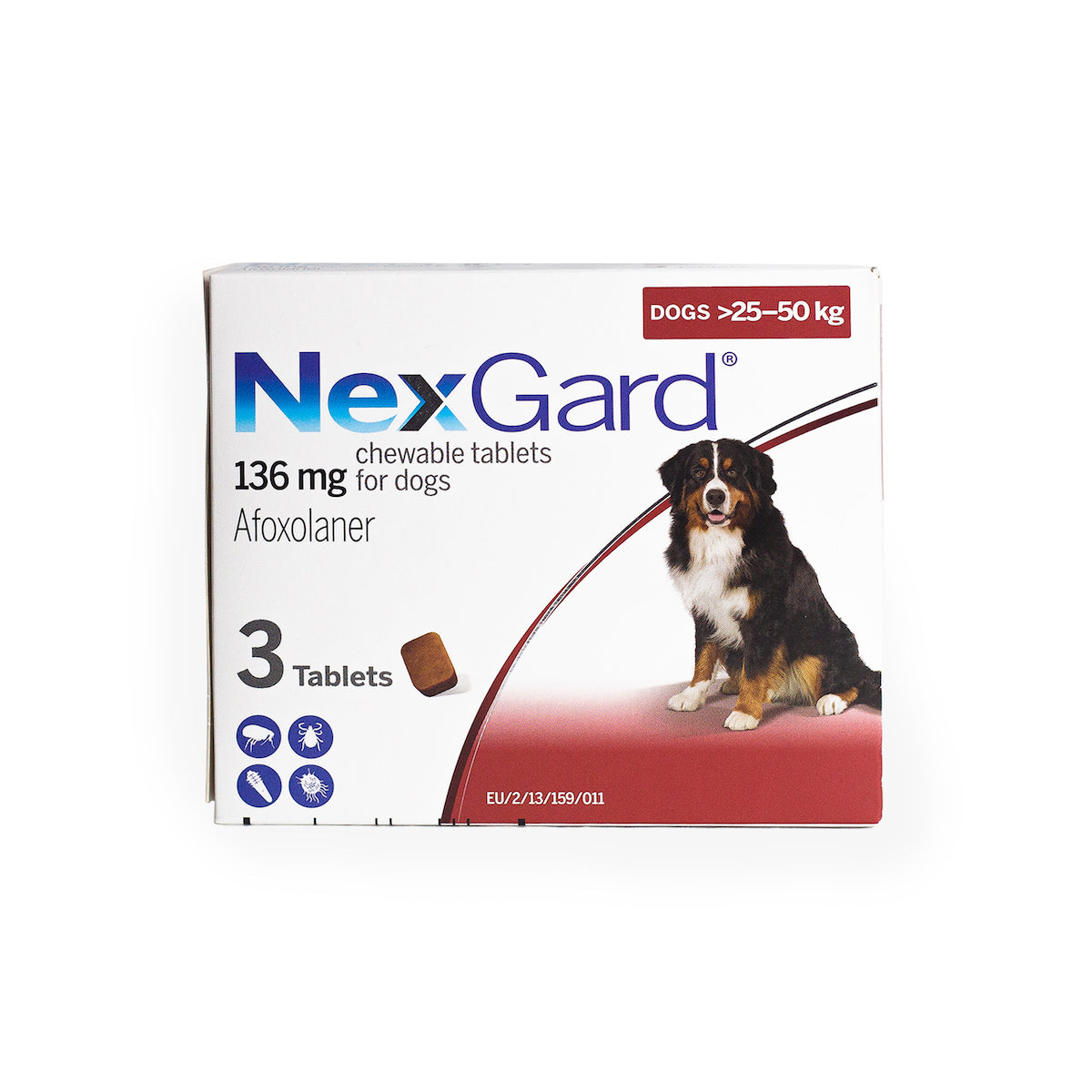 NEXGARD FLEA & TICK CHEWABLE TABLETS FOR DOG (RED) (25-50KG) 3'S