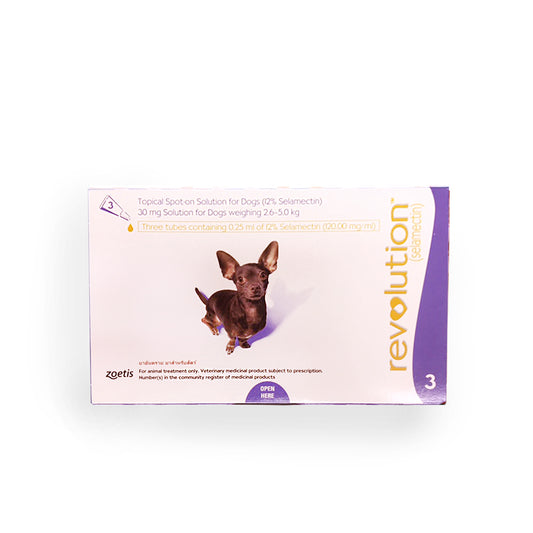 REVOLUTION FLEA & TICK FOR DOG (PURPLE) (2.6KG-5KG) 3'S