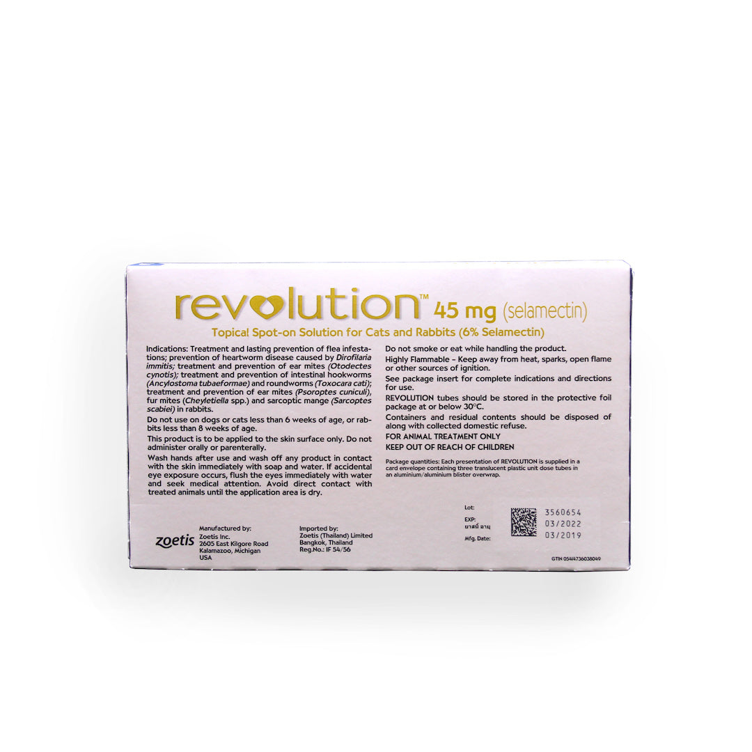 REVOLUTION FLEA & TICK FOR CATS (BLUE) (2.6-7.5KG) 3'S
