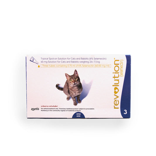 REVOLUTION FLEA & TICK FOR CATS (BLUE) (2.6-7.5KG) 3'S