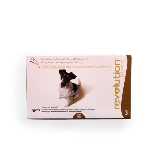 REVOLUTION FLEA & TICK FOR DOG (BROWN) (5.1KG-10KG) 3'S