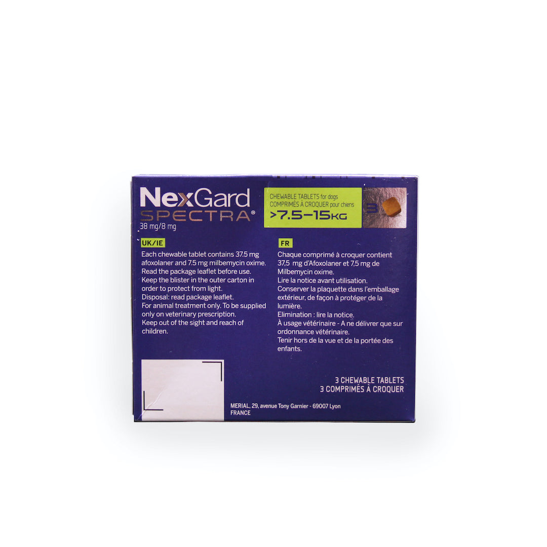 NEXGARD SPECTRA CHEWS FOR MEDIUM DOGS (GREEN) (7.5-15KG) 3'S