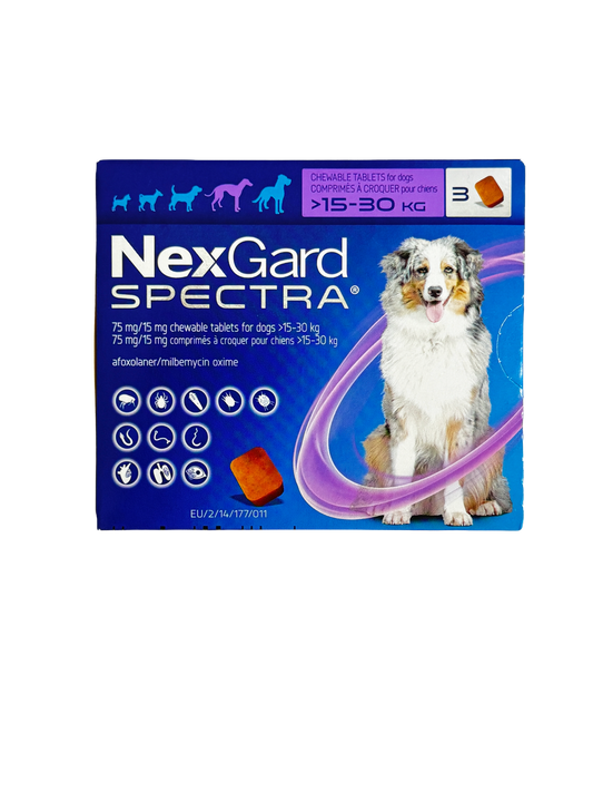 NexGard Spectra packaging for dogs on a white background